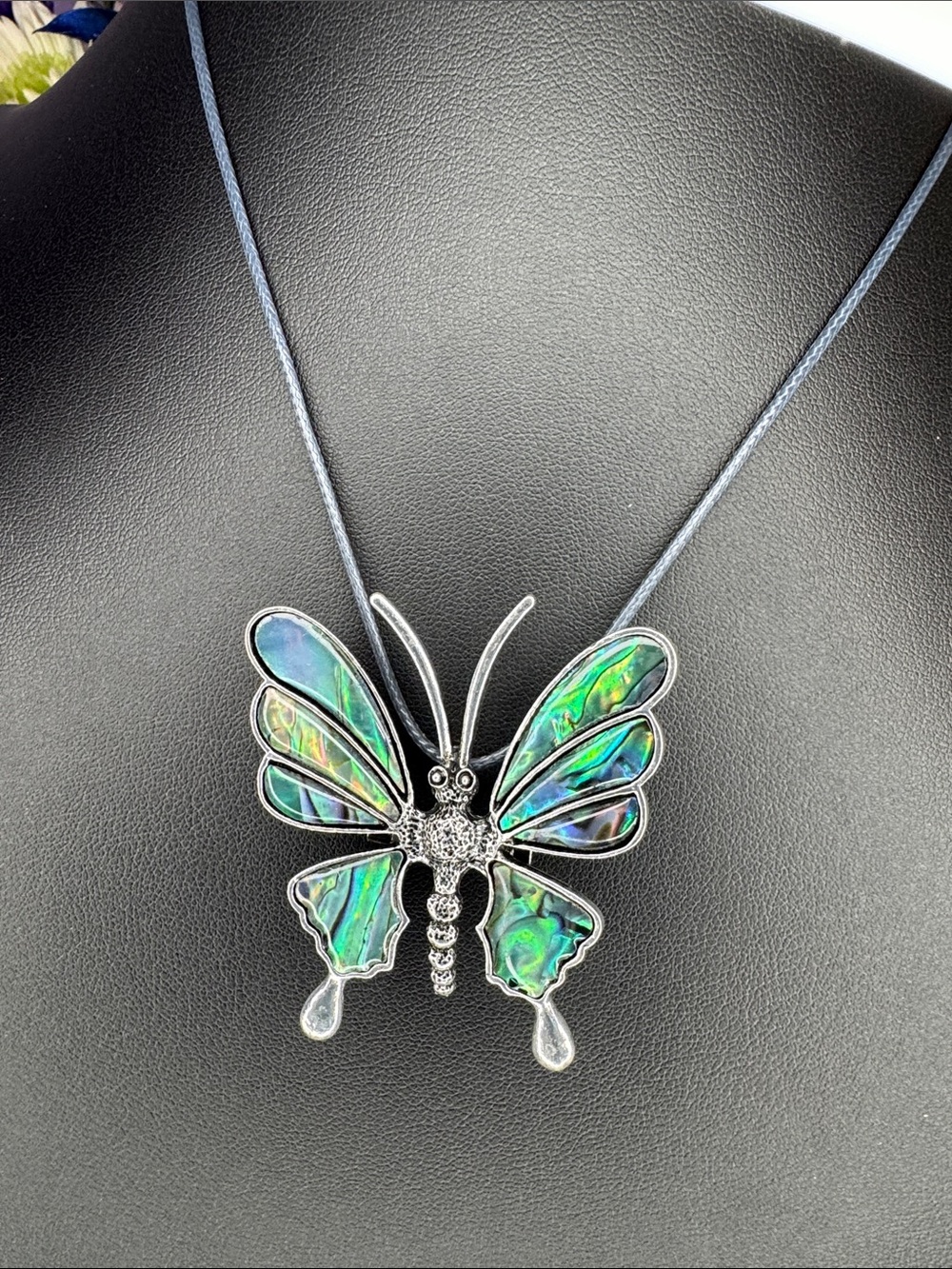 Abalone Butterfly Pendant Necklace: N2035